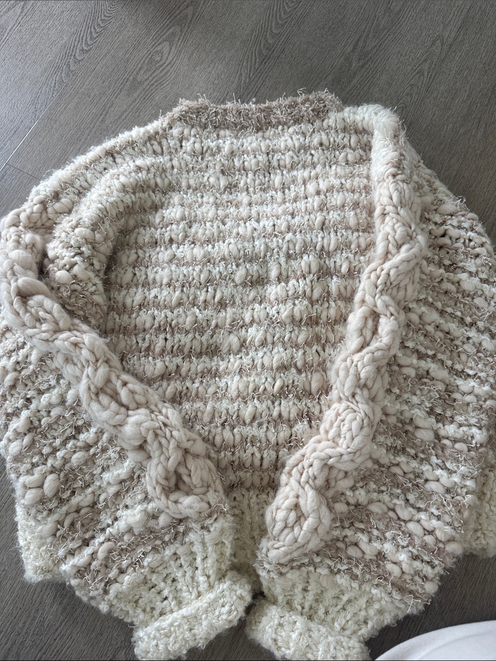 Free People Cream Hand-Knit Textured Sheep Sweater - Women - Picture 4 of 6